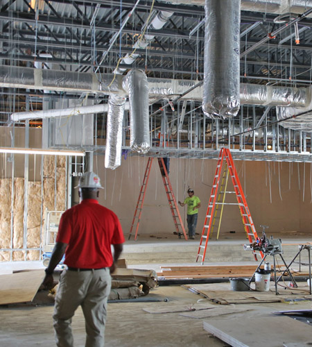 general contractor working on interior office space